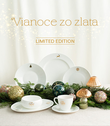 Biely porcelán s vianočným motívom