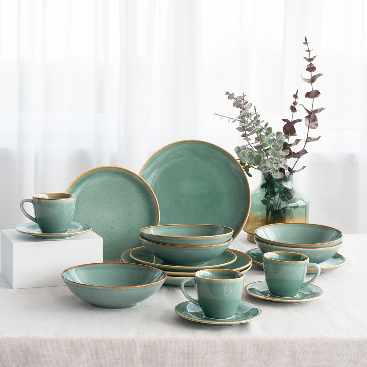 Porcelánový set 30 ks - Sand tyrkysový – Gaya