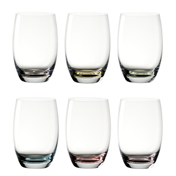 Poháre Tumbler 460 ml farebné dno 6 ks | Optima