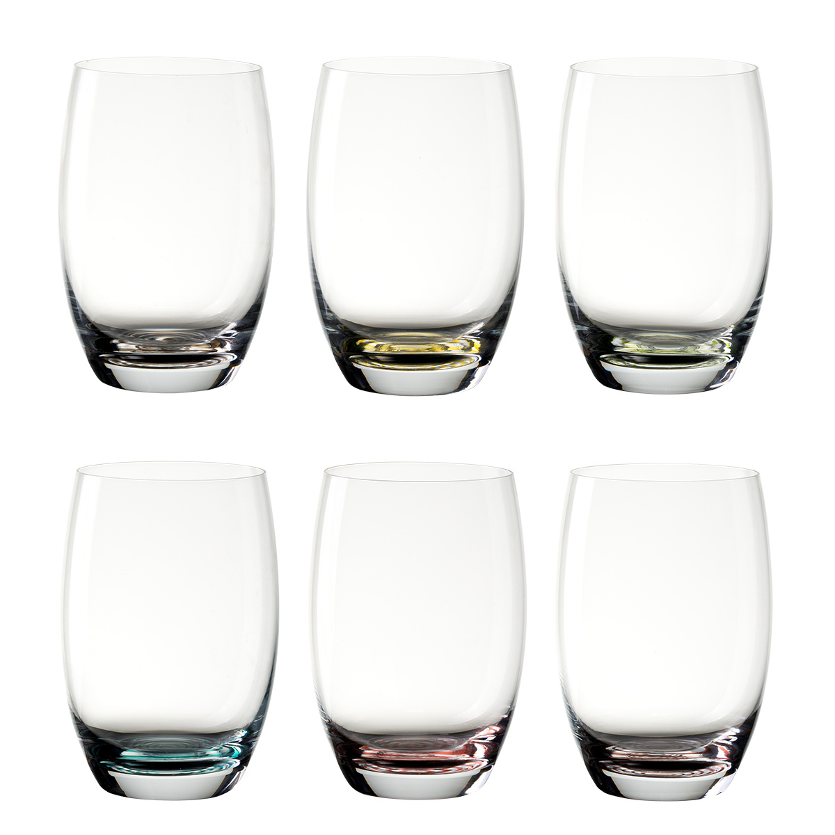 Poháre Tumbler 460 ml farebné dno 6 ks | Optima