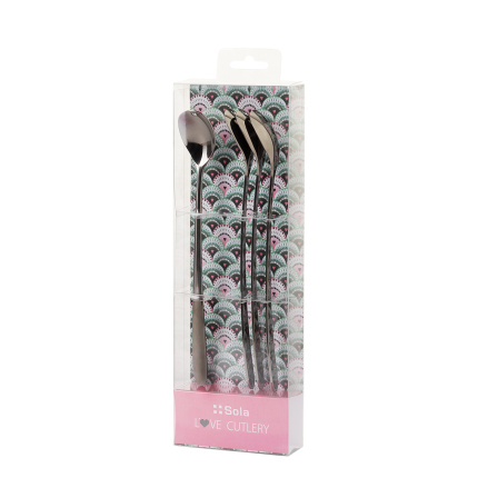 Latté lyžičky so srdiečkom sivé 4 ks set – Love Cutlery