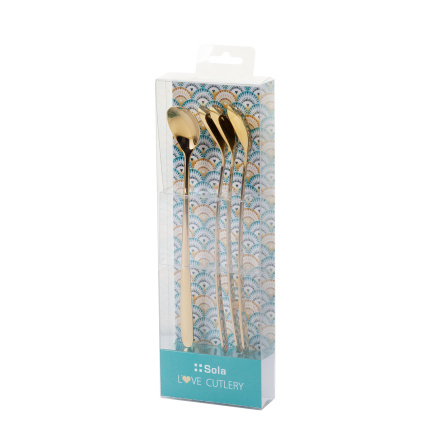 Latté lyžičky so srdiečkom champagne 4 ks set – Love Cutlery