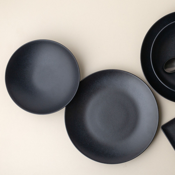 Tanier plytký 27 cm 4 ks - Basic čierny matný