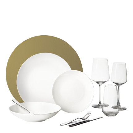 Štartovací set riadu 60 ks | Premium Platinum gold