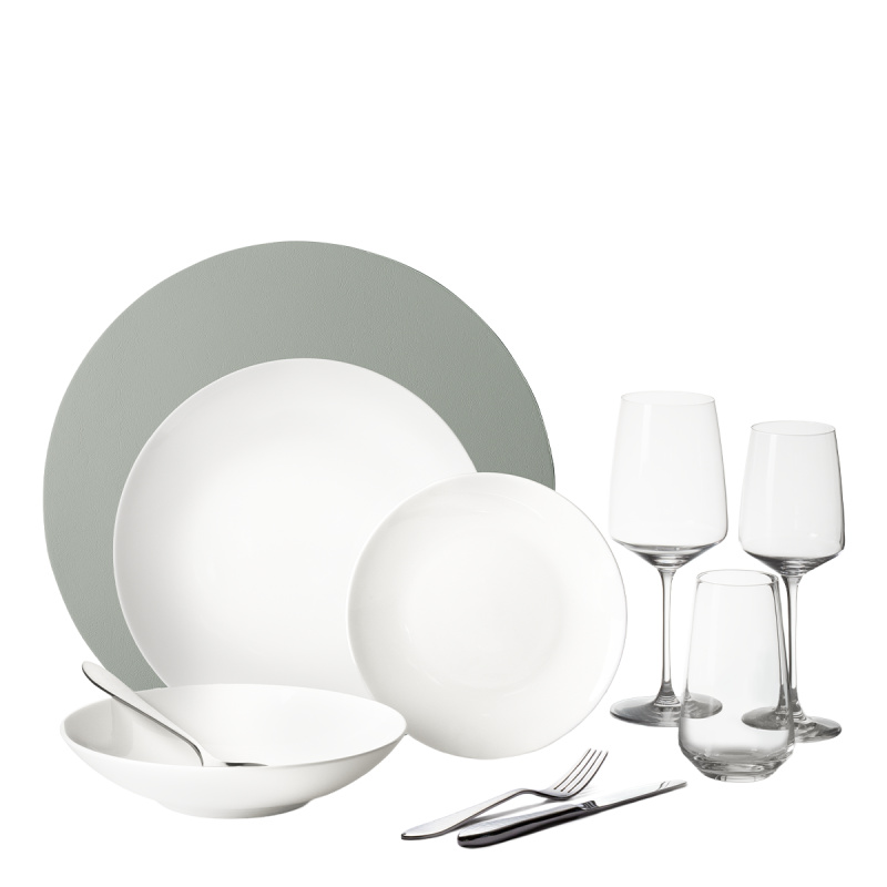 Štartovací set riadu 60 ks | Premium Platinum silver