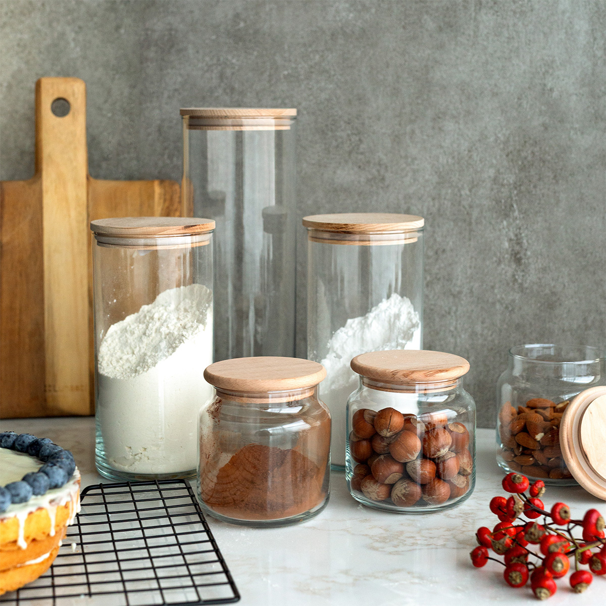 Sklenená nádoba s vekom 0,6 l | Basic Kitchen Lunasol
