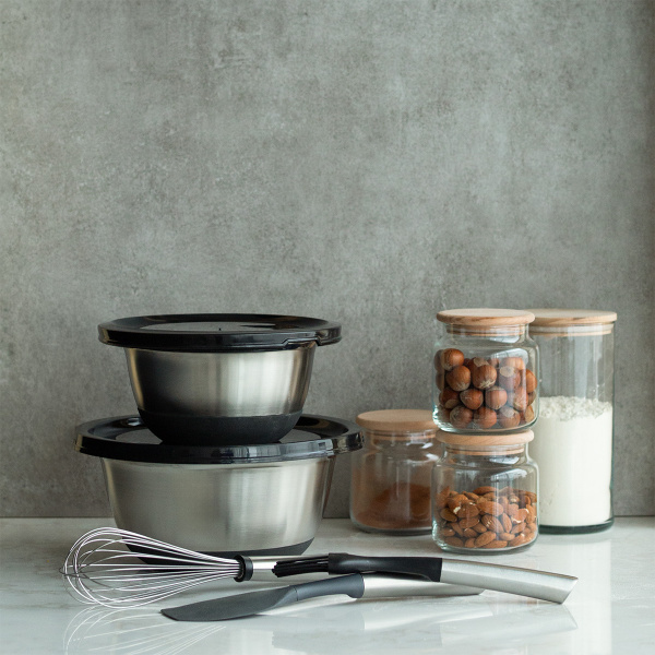 Set miešacích misiek s vekom 4 ks – Basic Kitchen