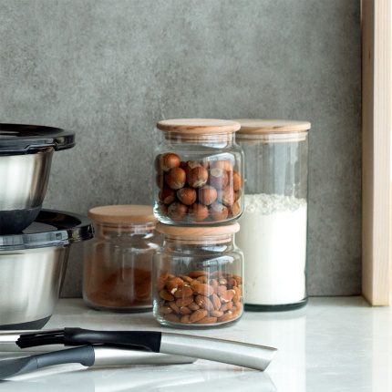 Sklenená nádoba s vekom 0,6 l | Basic Kitchen Lunasol