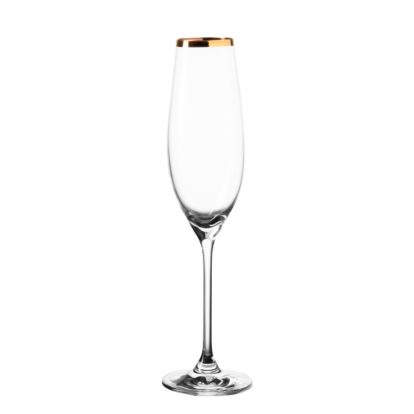 Pohár na šampanské s pozláteným okrajom 210 ml - Premium Glas Crystal