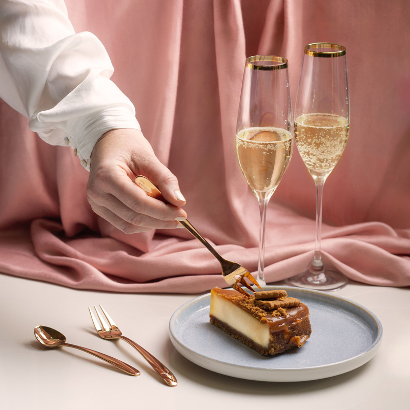 Darčekový set so srdiečkom 6 ks ružovo-zlatý — Love Cutlery