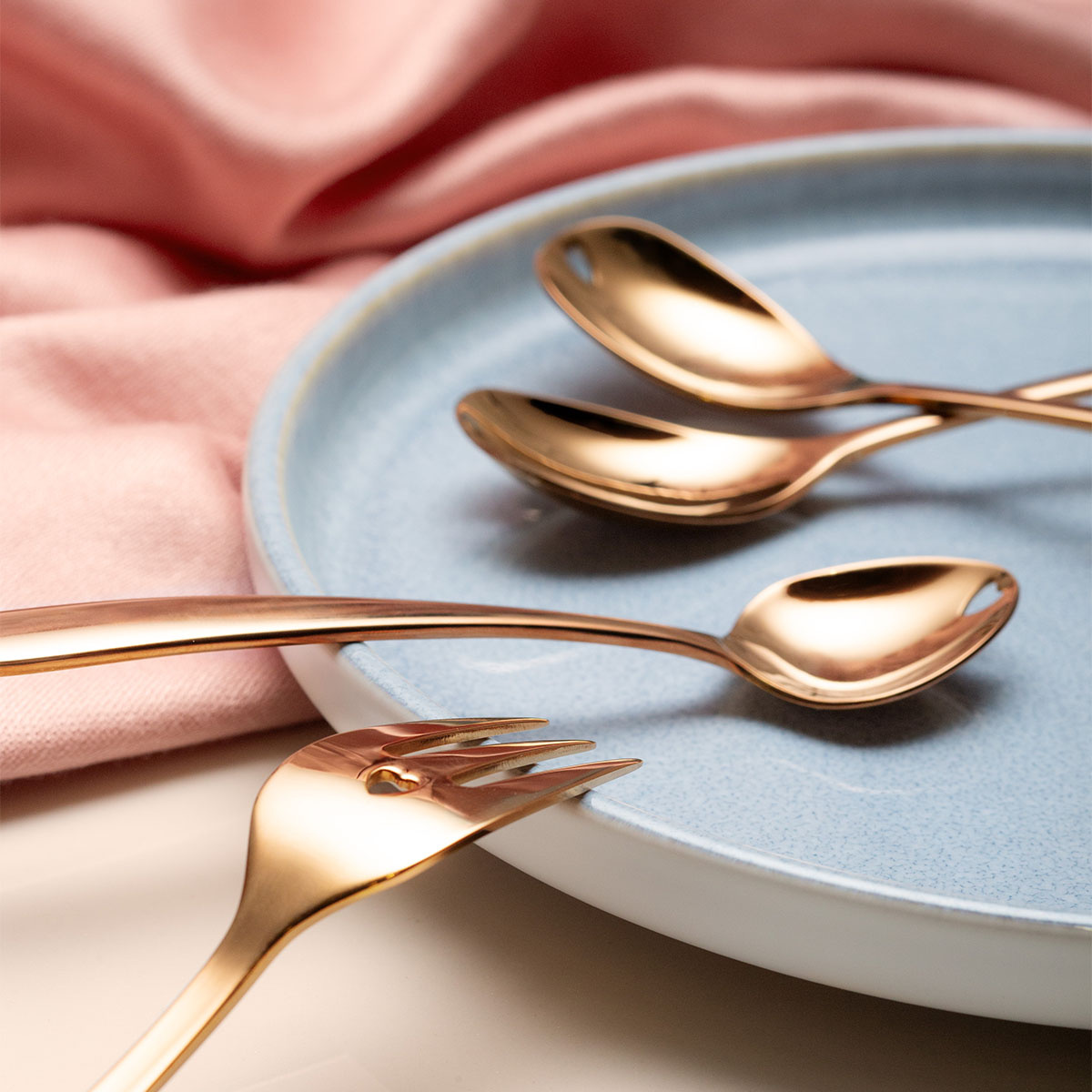 Darčekový set so srdiečkom 6 ks ružovo-zlatý — Love Cutlery