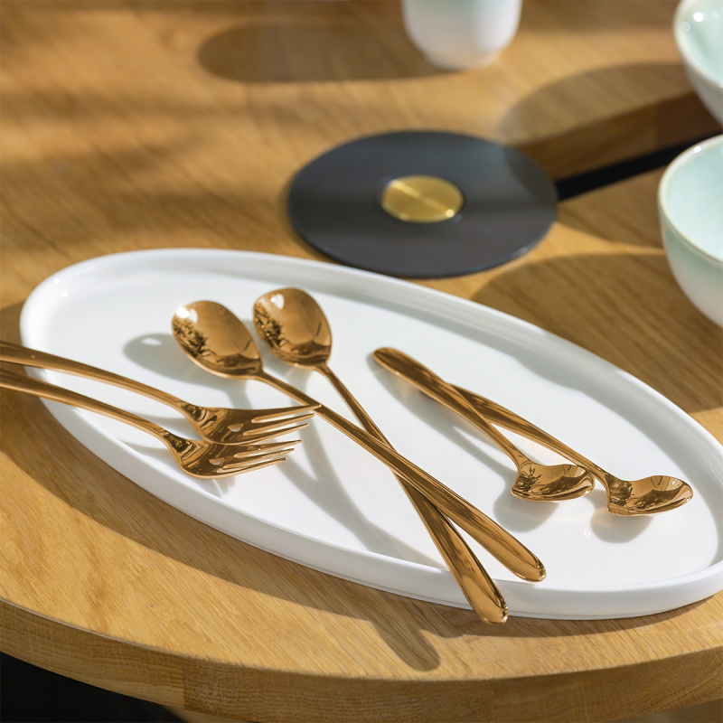 Darčekový set so srdiečkom 6 ks ružovo-zlatý — Love Cutlery