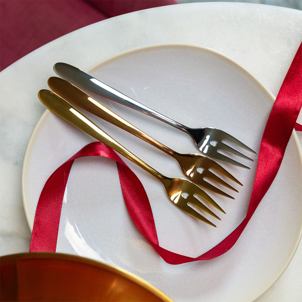 Darčekový set so srdiečkom 6 ks ružovo-zlatý — Love Cutlery