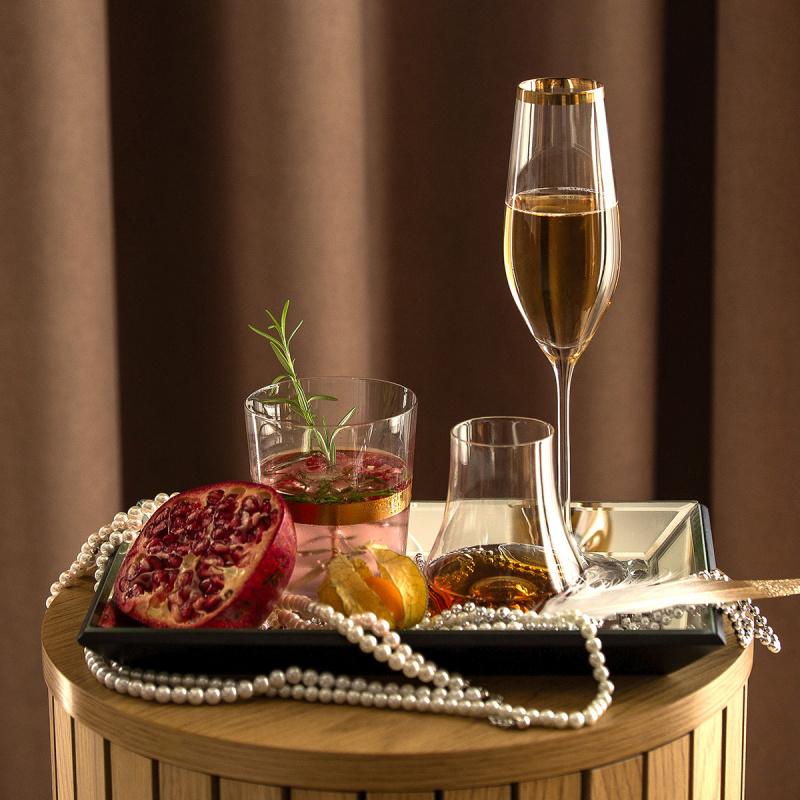 Pohár na šampanské s pozláteným okrajom 210 ml - Premium Glas Crystal