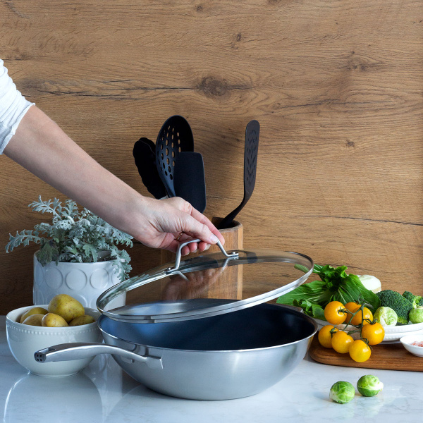 Wok so sklenenou pokrievkou ø 30 cm | Sirius Terra