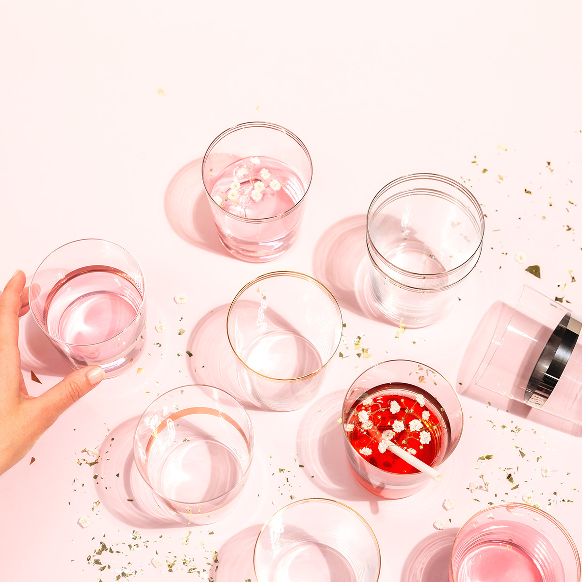Poháre Tumbler s tromi pruhmi v platinovej farbe 440 ml set 6 ks - 21st Century Glas