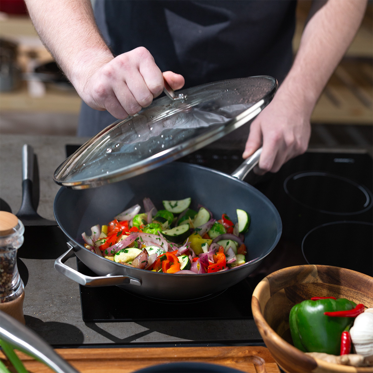 Wok so sklenenou pokrievkou ø 30 cm | Sirius Terra