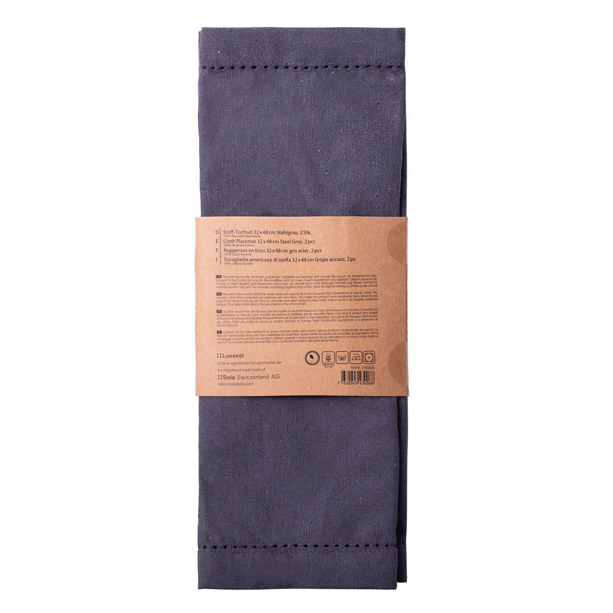 Oceľové sivé bavlnené prestieranie 32 x 48 cm 2 ks – Basic Ambiente