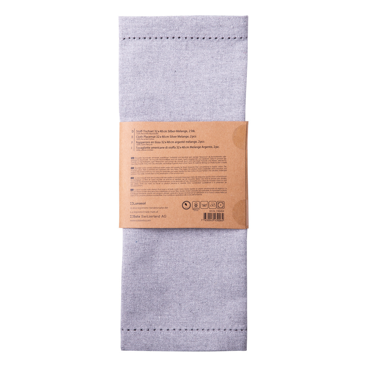 Svetlosivé bavlnené prestieranie 32 x 48 cm 2 ks – Basic Ambiente