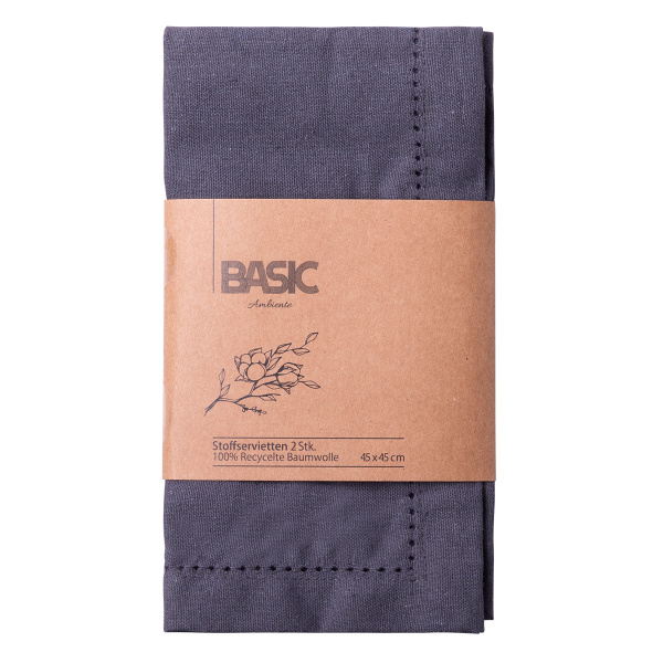 Oceľové sivé bavlnené obrúsky 45 x 45 cm 2 ks – Basic Ambiente