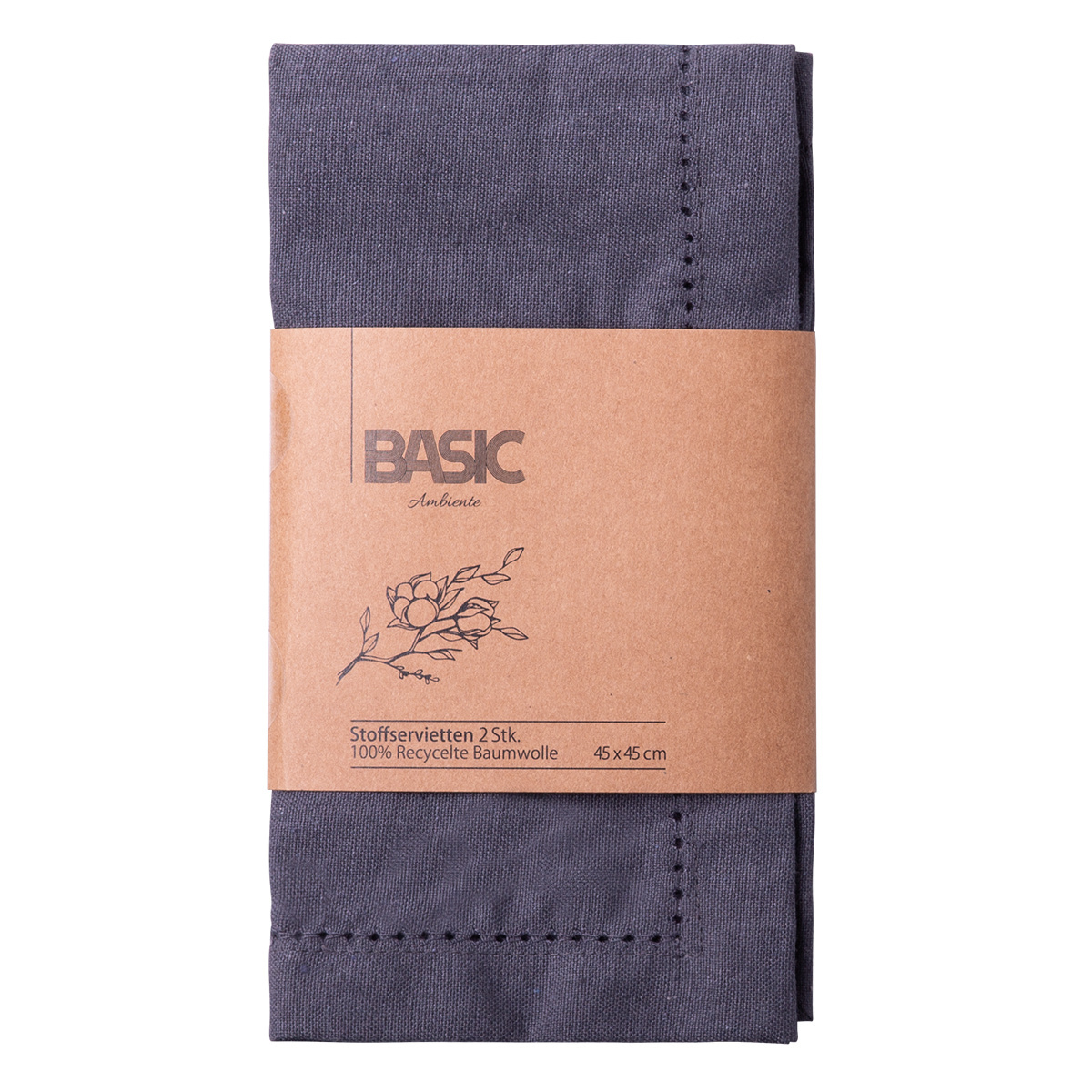 Oceľové sivé bavlnené obrúsky 45 x 45 cm 2 ks – Basic Ambiente