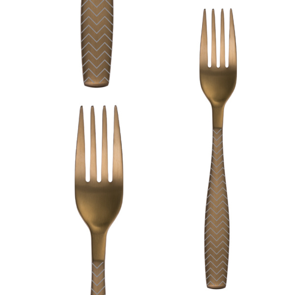 Príborový set 24 ks - Gaya All Satin zlatý - Chevron