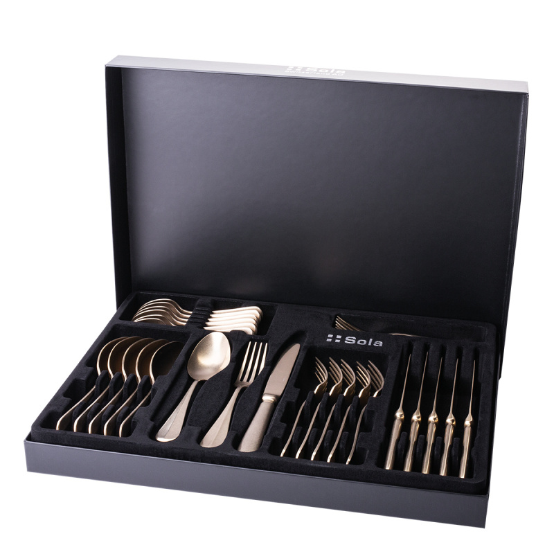 Príborový set 24 ks - Baguette Vintage PVD Champagne Stone Wash