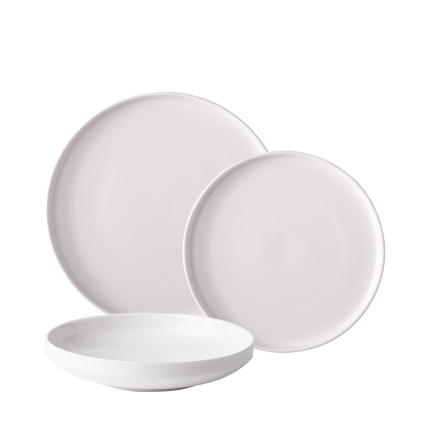 Set bielych tanierov U-Coupe 12 ks — Flow Lunasol