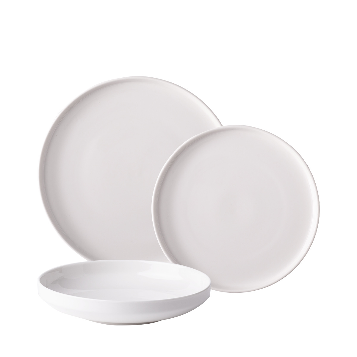 Set bielych tanierov U-Coupe 12 ks — Flow Lunasol