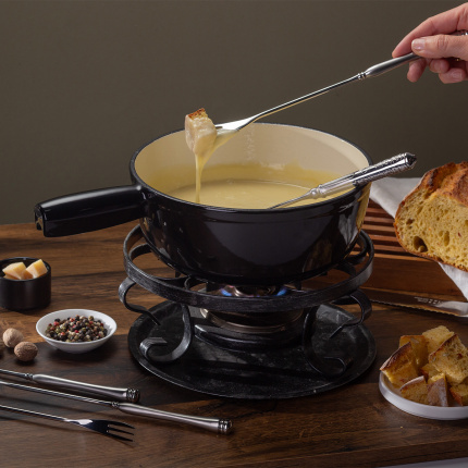 Liatinový fondue hrniec smaltovaný čierny ø 22 cm - Jupiter Lunasol