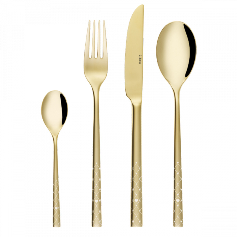 Príborový set 16 ks – Living PVD Champagne - Laser Love