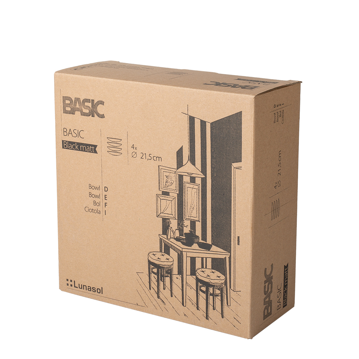 Tanier hlboký 21,5 cm 4 ks - Basic čierny matný