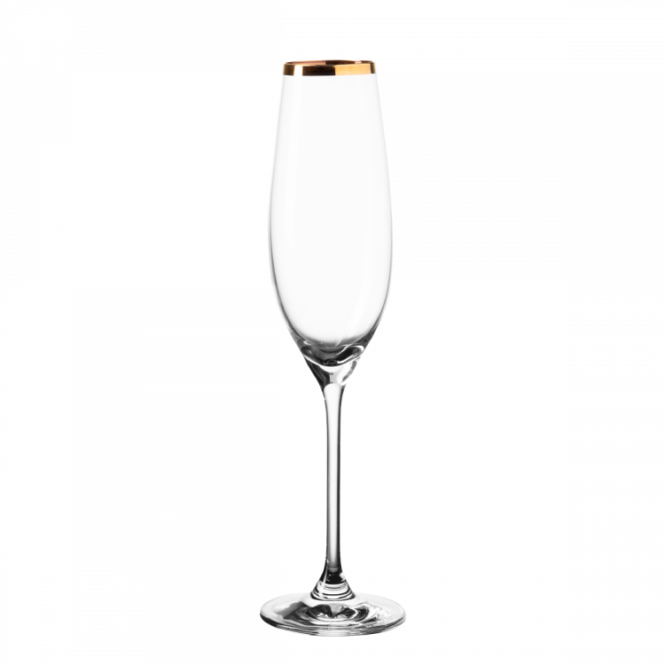 Pohár na šampanské s pozláteným okrajom 210 ml - Premium Glas Crystal (321810)