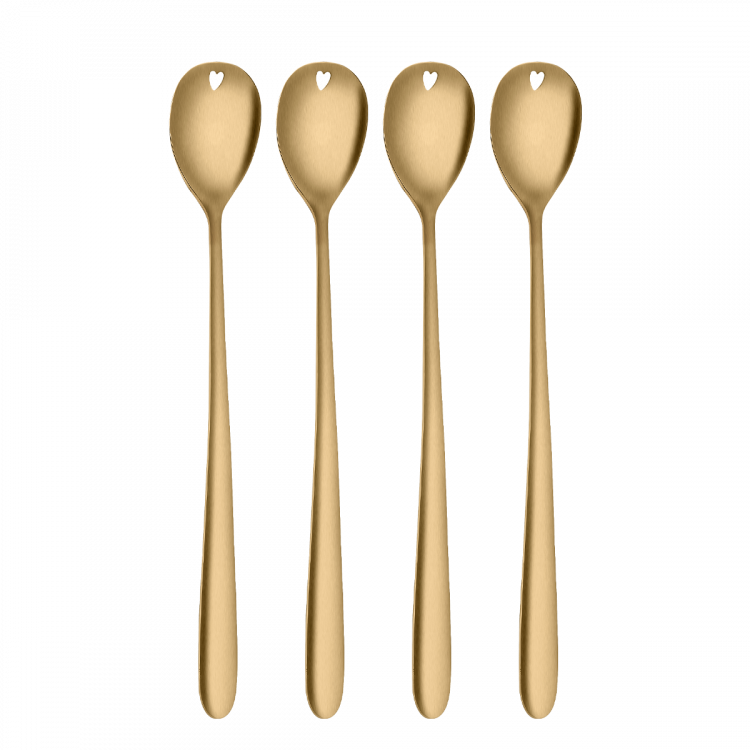 Sola - Latté lyžičky so srdiečkom zlaté 4 ks set – Love Cutlery (116626)