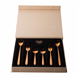 Darčekový set so srdiečkom 6 ks ružovo-zlatý — Love Cutlery