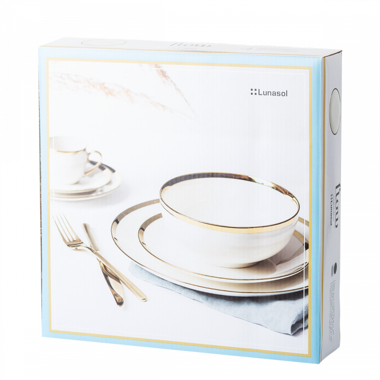 Plytký tanier so zlatým lemom Coupe 27 cm set 4 ks – Flow