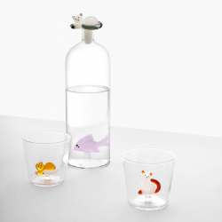 Sklenená fľaša s rybou a vrchnákom v tvare mačky — Ichendorf