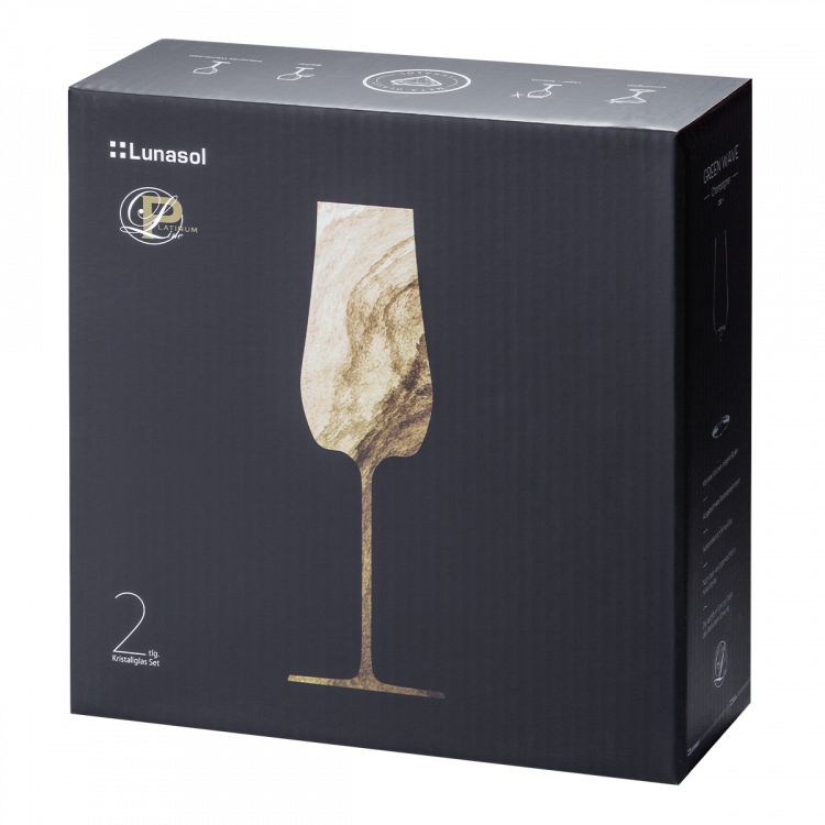Poháre na šampanské Sparkle 220 ml set 2 ks – Green Wave Platinum Line