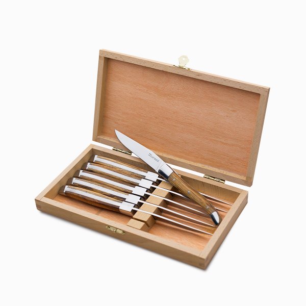 E-shop Steakové nože v drevenom boxe set 6 ks - Basic