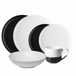 Porcelánový set čierny / biely 8 ks - Flow