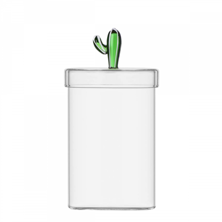 Sklenená dóza s vekom so zeleným kaktusom ø 10,8 cm — Ichendorf