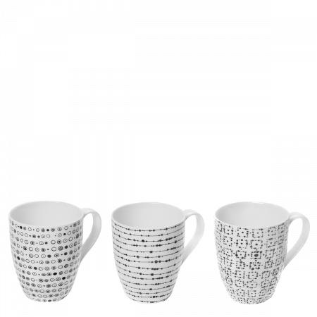 Šálka na mlieko, čaj alebo cappuccino 320 ml set 3 ks - Basic Dots