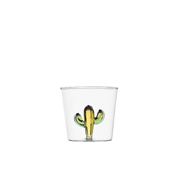 E-shop Pohár so zeleno-jantárovým kaktusom 350 ml